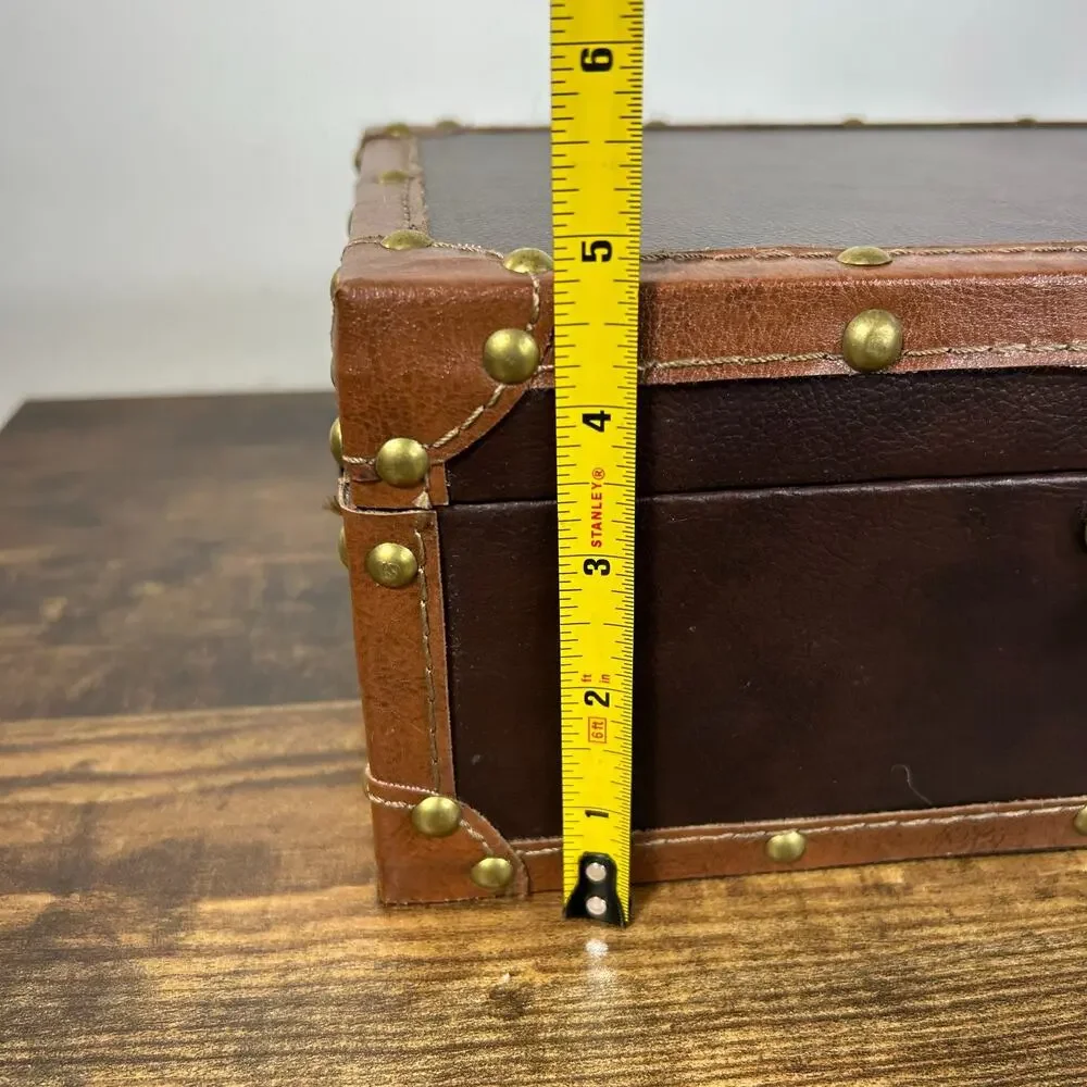 Unbranded Vintage Style Small Trunk Decorative Storage Box Faux Leather Brown